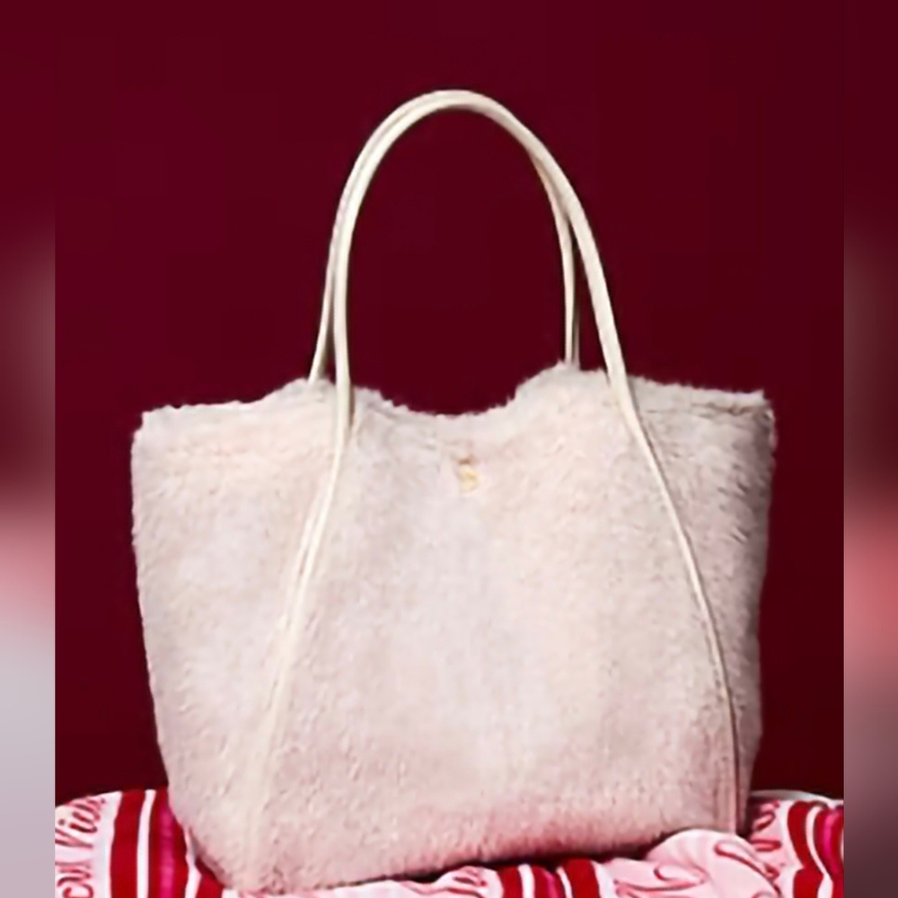 Victoria's Secret Soft Cream Faux Fur Tote Bag